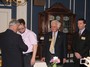 PDG Dave Clifton awards Rich Medicke with a Paul Harris as DG Terry Humfryes and DGE Charlie Murphy look on